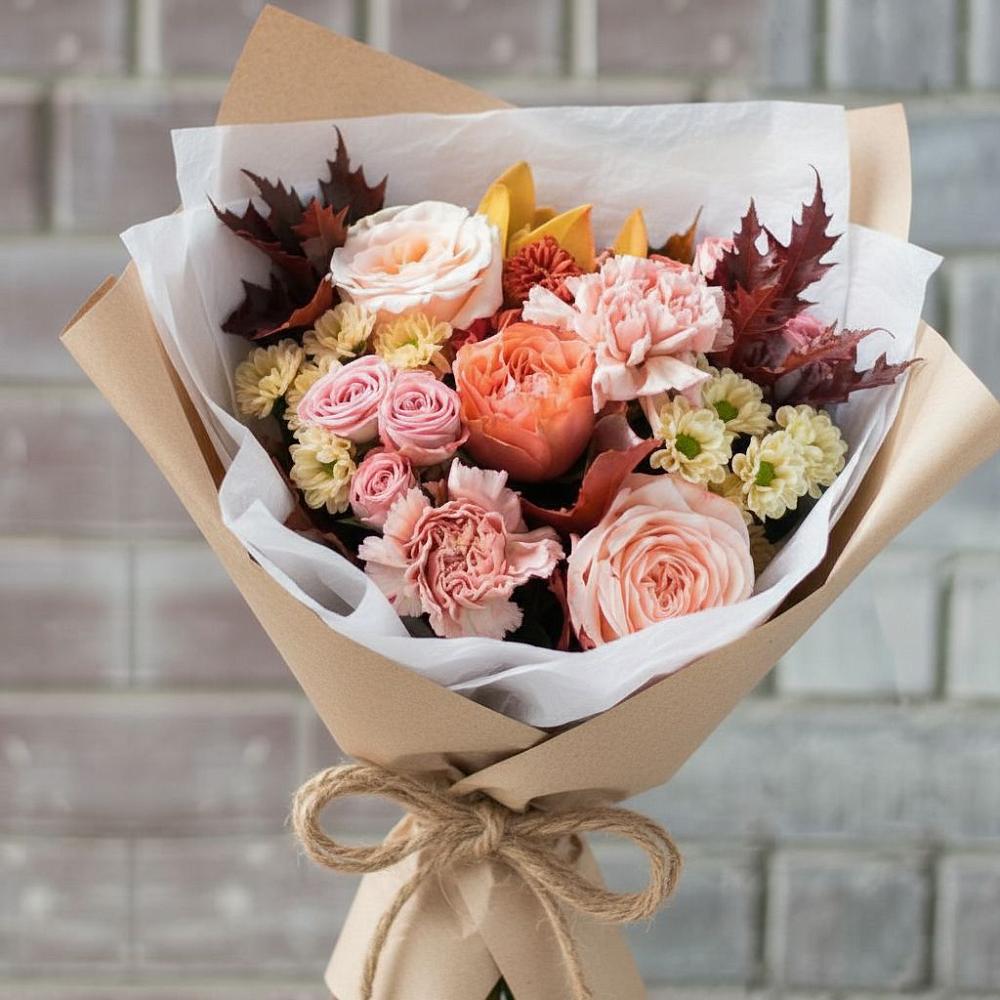 Букет цветов из: Гвоздики, Хризантемы и Розы в Лоухи