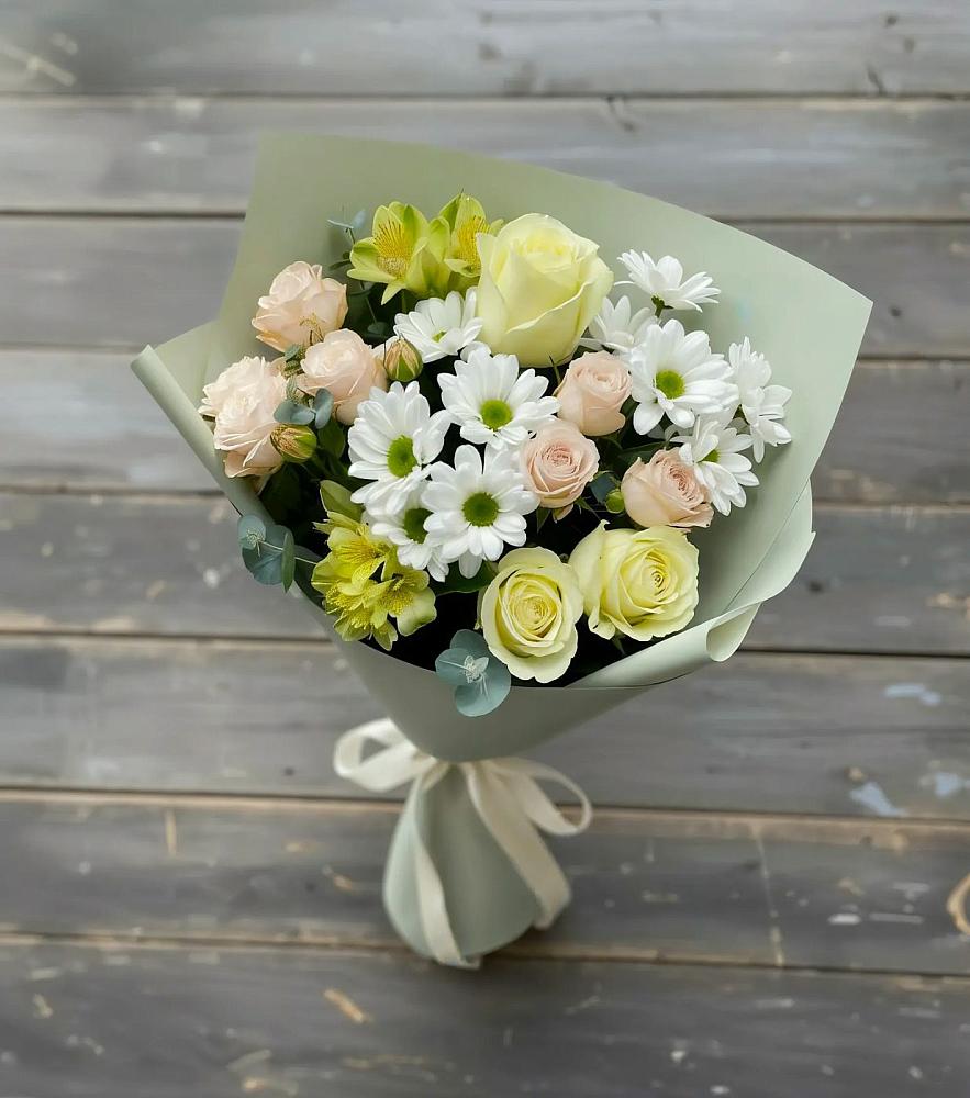 Букет цветов из: Альстромерии, Розы и Хризантемы в Лоухи
