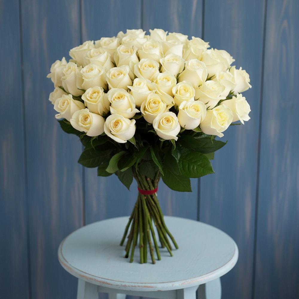 Букет 51 Белая роза Эдлесс Лав в Лоухи