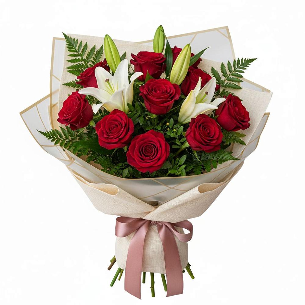 Букет цветов из: Лилии и Розы в Лоухи