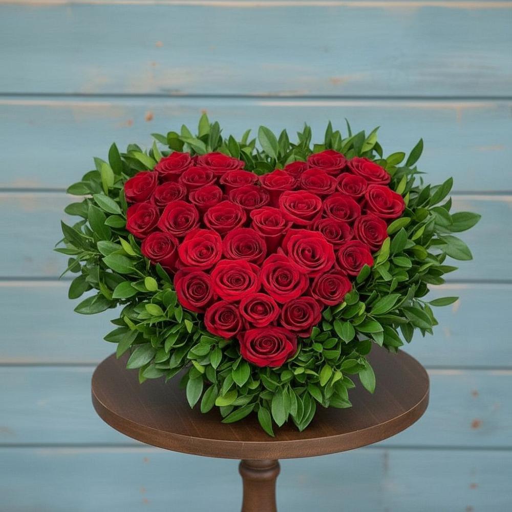 Цветочная композиция из Розы в виде сердца в Лоухи