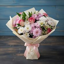 Букет цветов из:  Хризантемы, Альстромерии и Розы в Лоухи