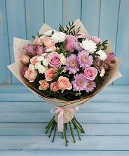 Букет цветов из:  Хризантемы, Розы и Альстромерии в Лоухи