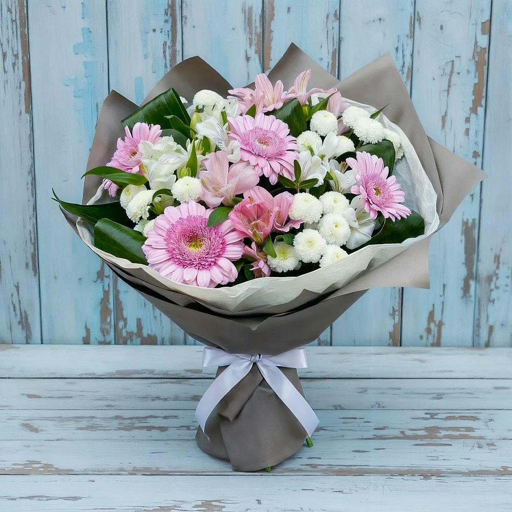 Букет цветов из: Герберы, Альстромерии и Хризантемы в Лоухи