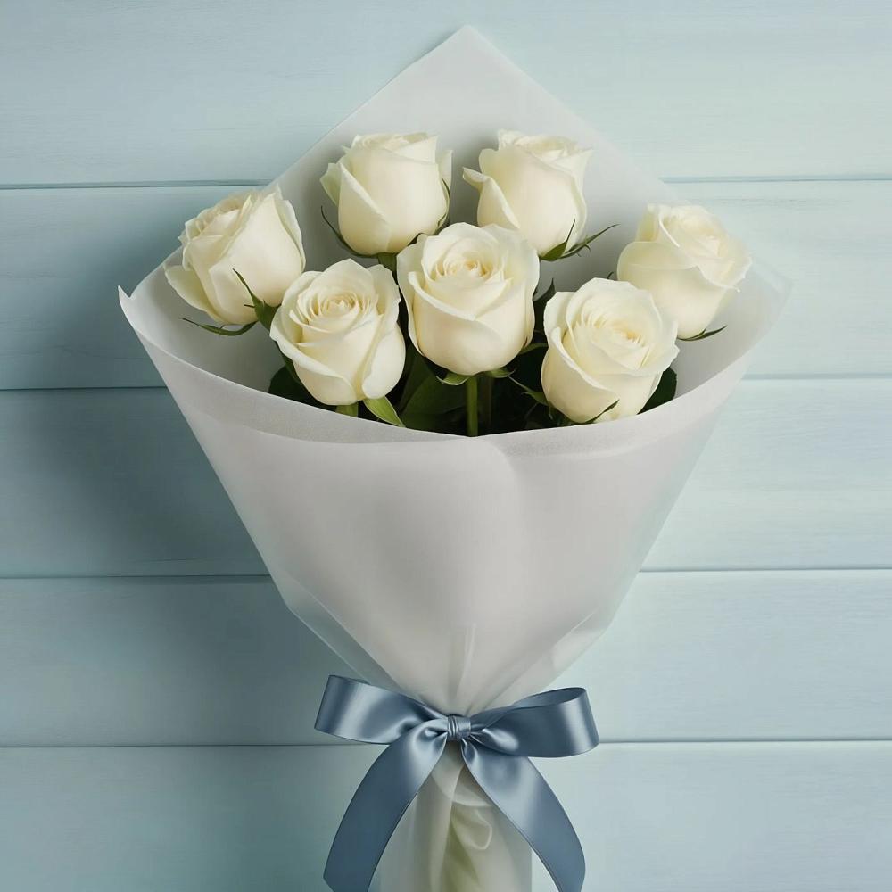 Букет 7 Белых роз Эдлесс Лав в Лоухи